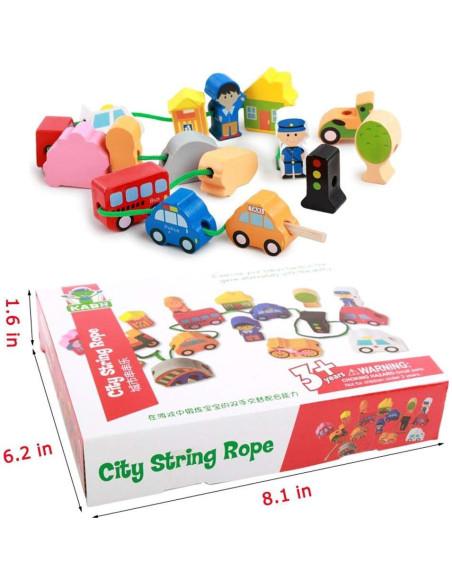 Juguetes Educativos de Madera Newraturner 16 Piezas Enhebrar