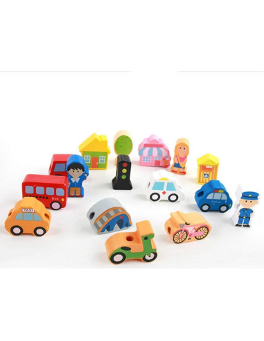 Juguetes Educativos de Madera Newraturner 16 Piezas Enhebrar