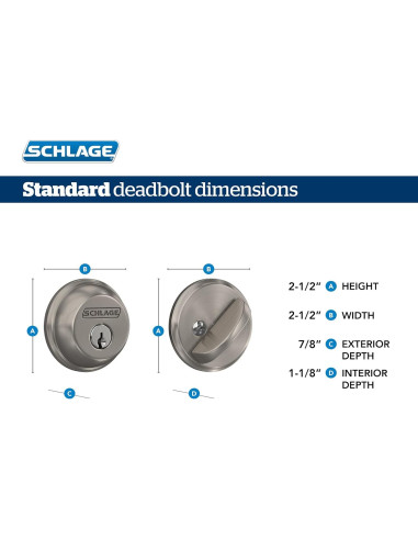 Cerrojo de Cilindro Simple Schlage FB50 V Acc 505 4 Unidades