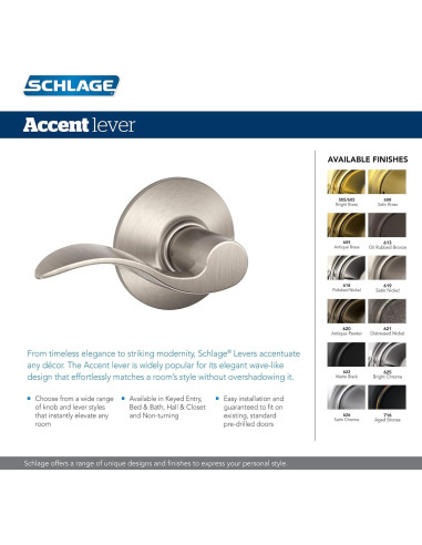 Cerrojo de Cilindro Simple Schlage FB50 V Acc 505 4 Unidades