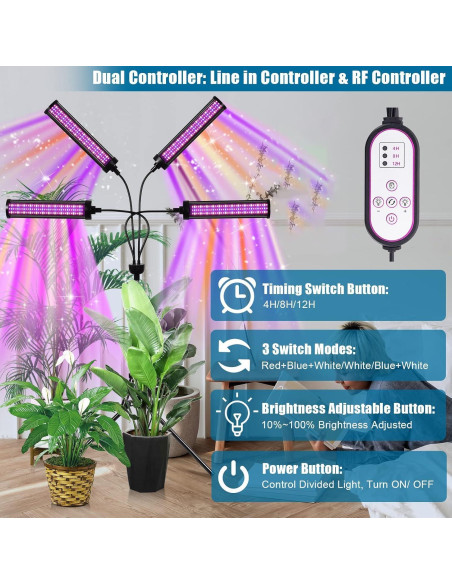Luz de Cultivo LED Espectro Completo ANDOHAI GL-2 200W 4 Cabezas Luz de Cultivo LED Espectro Completo ANDOHAI GL-2 200W 4 Cabezas