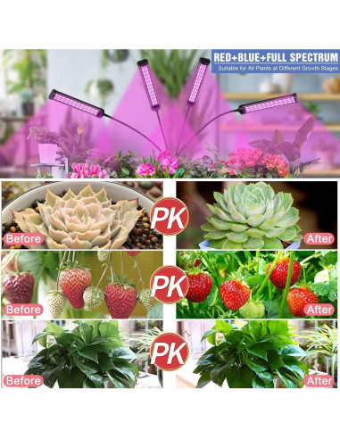 Luz de Cultivo LED Espectro Completo ANDOHAI GL-2 200W 4 Cabezas