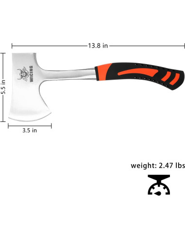 Hacha de Camping WICING 35 cm Acero Alto Carbono con Funda