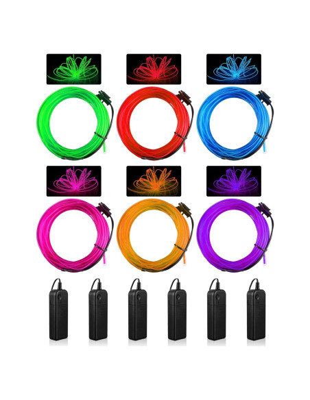 Luces LED Neón Portátiles Konohan 6 Pcs 3 Metros Batería