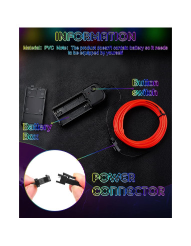 Luces LED Neón Portátiles Konohan 6 Pcs 3 Metros Batería