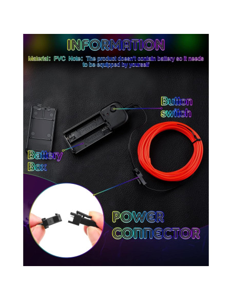 Luces LED Neón Portátiles Konohan 6 Pcs 3 Metros Batería