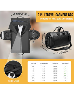 Bolsa de Ropa Convertible Wymulot 50L Negra con Compartimento para Zapatos 2