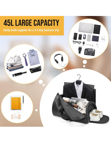 Bolsa de Ropa Convertible Wymulot 50L Negra con Compartimento para Zapatos