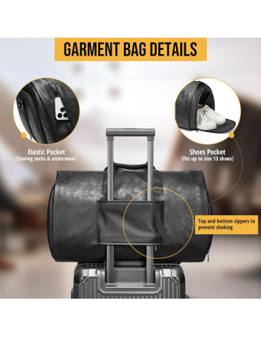 Bolsa de Ropa Convertible Wymulot 50L Negra con Compartimento para Zapatos