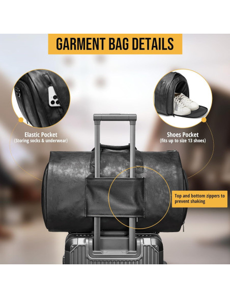 Bolsa de Ropa Convertible Wymulot 50L Negra con Compartimento para Zapatos