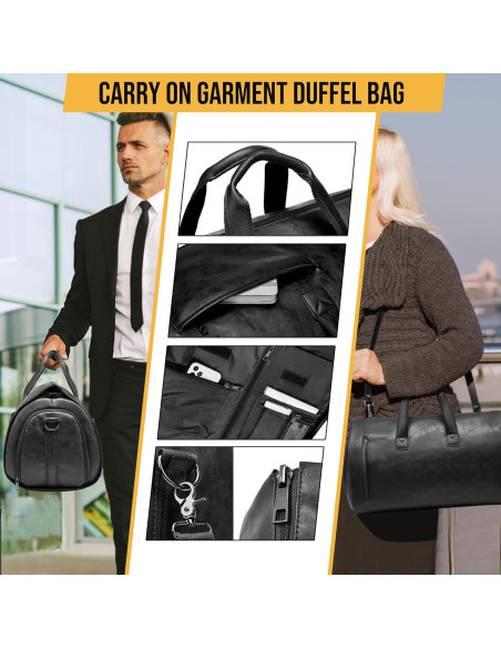 Bolsa de Ropa Convertible Wymulot 50L Negra con Compartimento para Zapatos