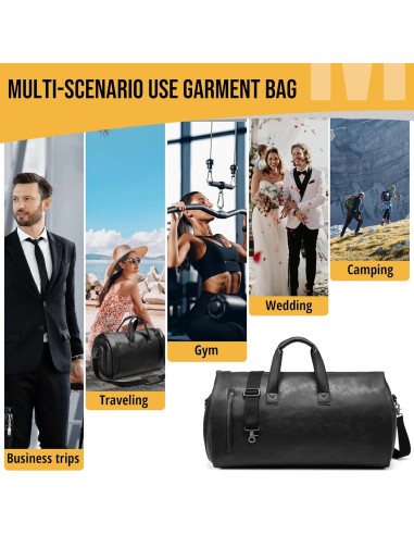 Bolsa de Ropa Convertible Wymulot 50L Negra con Compartimento para Zapatos