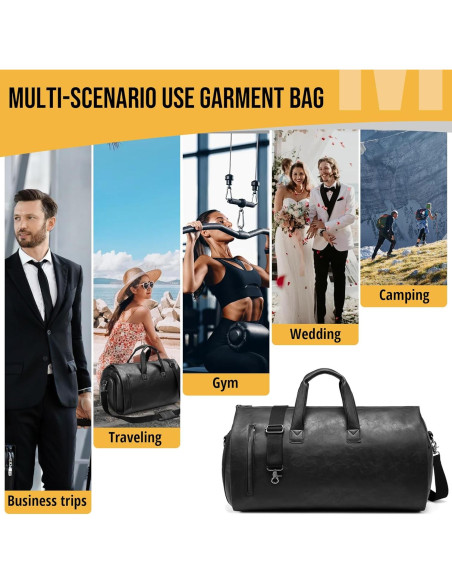 Bolsa de Ropa Convertible Wymulot 50L Negra con Compartimento para Zapatos