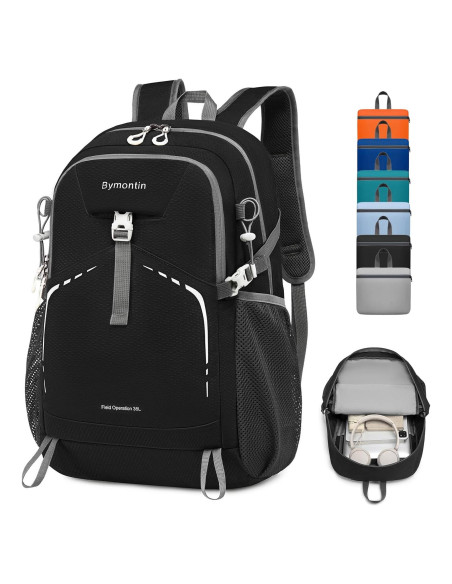 Mochila Plegable Ligera 35L - Resistente al Agua Negro