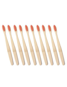 Cepillo de Dientes de Bambú Magik 10 Pcs Orgánico Rojo