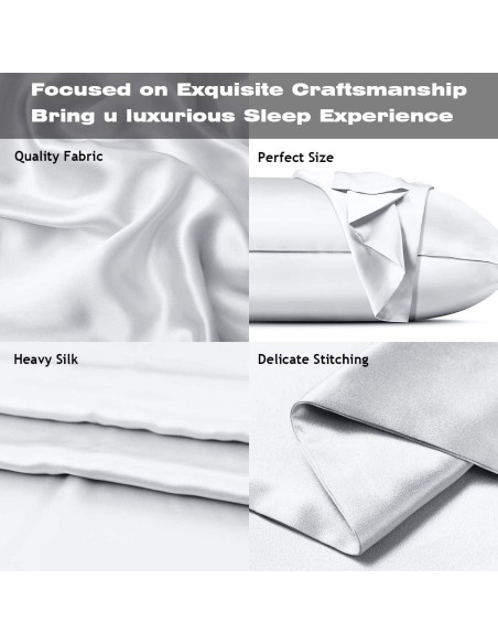 Funda de Almohada de Seda 100% Asmork Estándar 50x66 cm