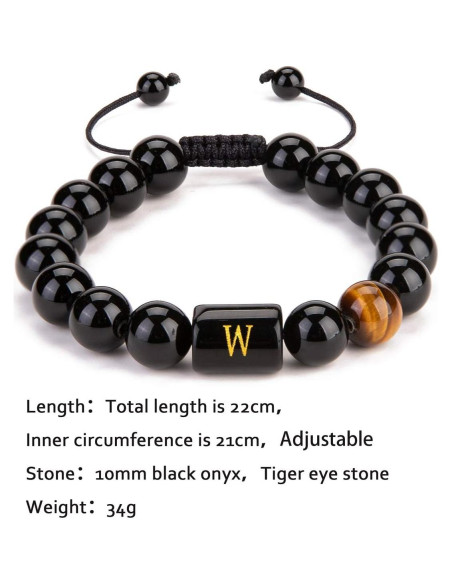 Pulsera de Iniciales para Hombres con Piedras Naturales 10mm