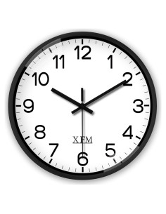 Reloj de Pared Analógico XFM 20 cm Negro Silencioso