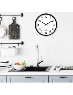 Reloj de Pared Analógico XFM 20 cm Negro Silencioso 2
