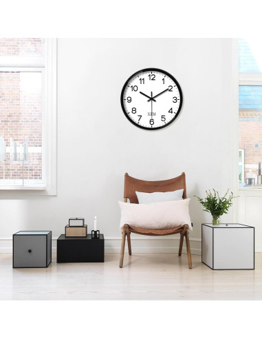 Reloj de Pared Analógico XFM 20 cm Negro Silencioso