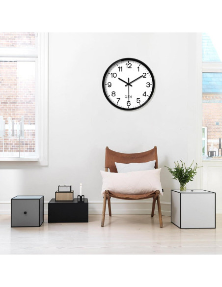 Reloj de Pared Analógico XFM 20 cm Negro Silencioso