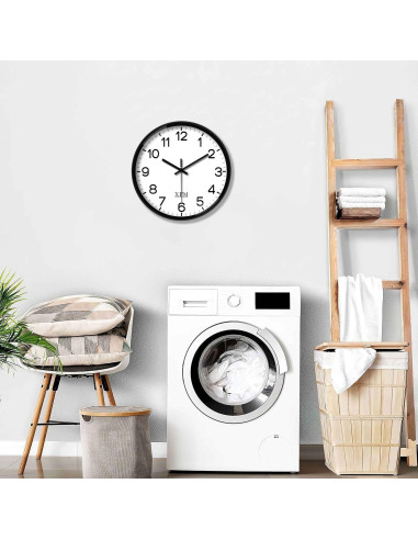 Reloj de Pared Analógico XFM 20 cm Negro Silencioso
