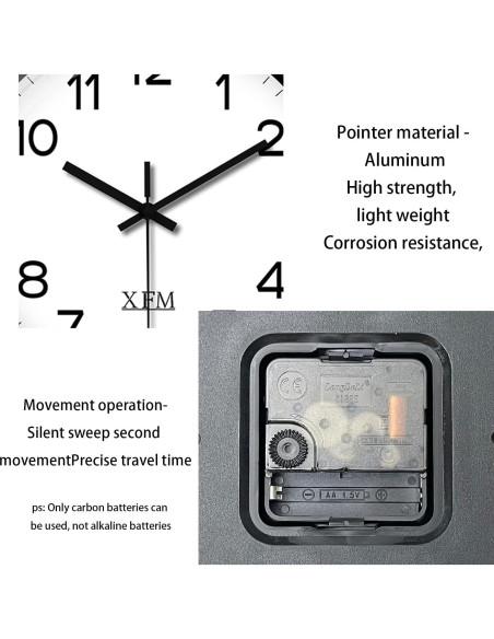 Reloj de Pared Analógico XFM 20 cm Negro Silencioso