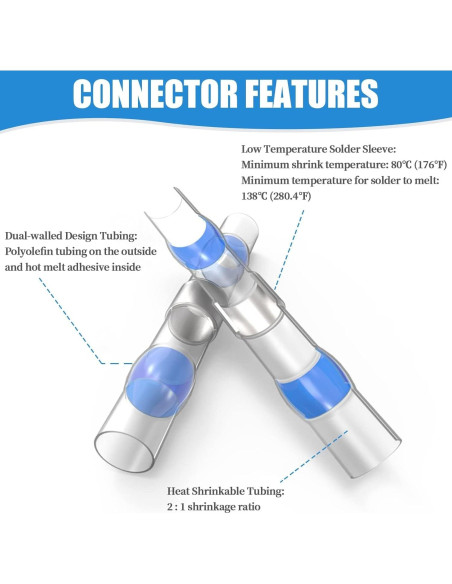 120 Conectores de Cable Termoretráctiles Camtek 26-8 AWG