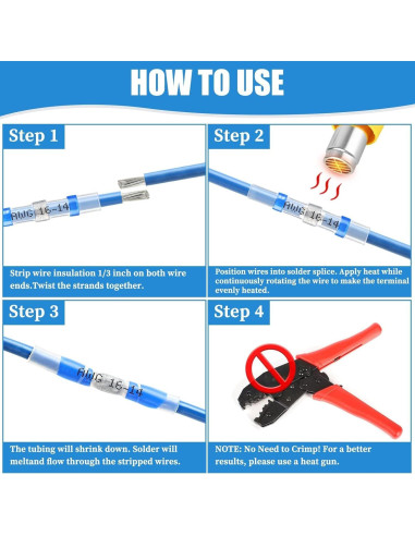 120 Conectores de Cable Termoretráctiles Camtek 26-8 AWG
