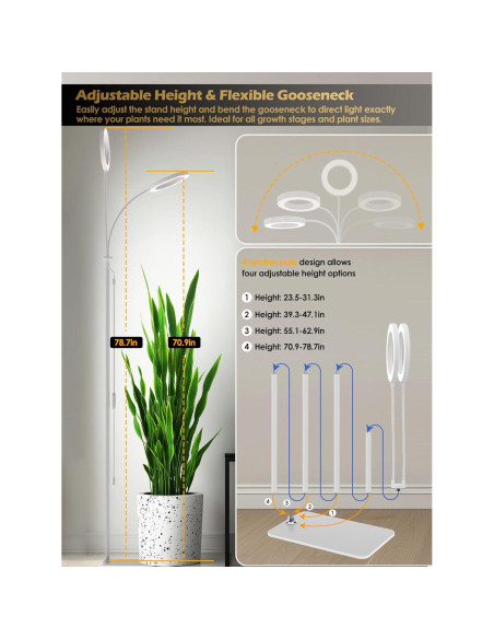 Luz de Crecimiento LED GLOWRIUM 24W Espectro Completo Ajustable Luz de Crecimiento LED GLOWRIUM 24W Espectro Completo Ajustable