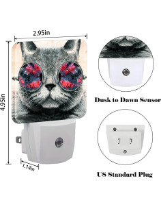 Luz Nocturna Enchufable Gato Gris FSHVQKD 11.5x7.5x5.4cm 2