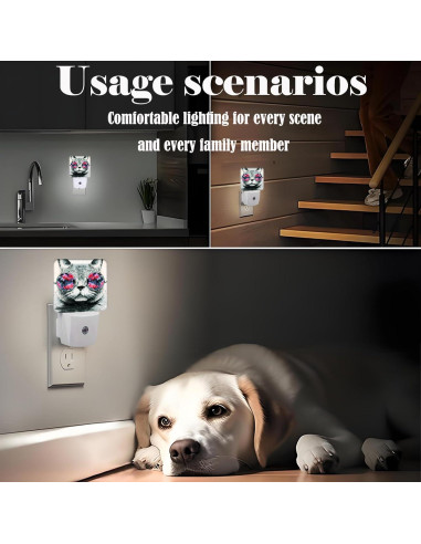 Luz Nocturna Enchufable Gato Gris FSHVQKD 11.5x7.5x5.4cm