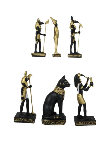 Conjunto 6 Figuras Miniatura Dioses Egipcios Ebros Gift 8.26 cm