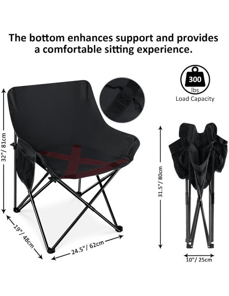 Leonyo 2 Sillas de Camping Plegables y Mesa Portátil Negra