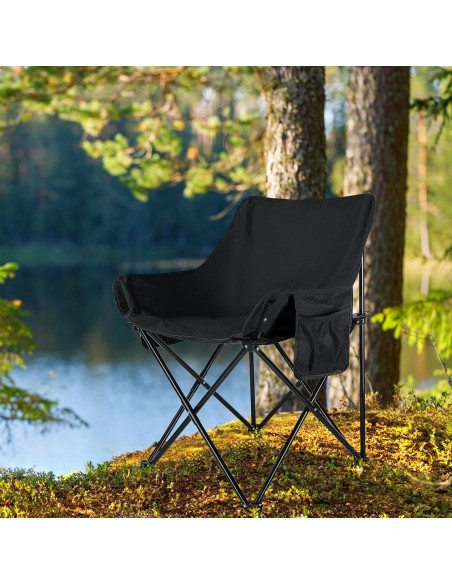 Leonyo 2 Sillas de Camping Plegables y Mesa Portátil Negra