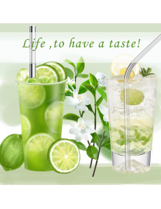 Paquete de 12 Pajitas Reutilizables Scent Time Acero Inoxidable 2