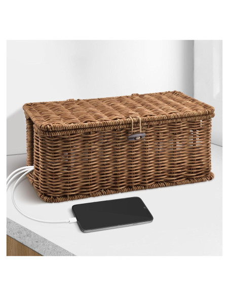 Caja Organizadora de Cables Konosnd - Marrón, 30.48x12.7x12.7 cm