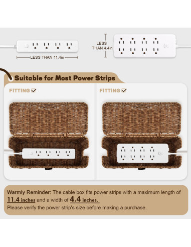 Caja Organizadora de Cables Konosnd - Marrón, 30.48x12.7x12.7 cm