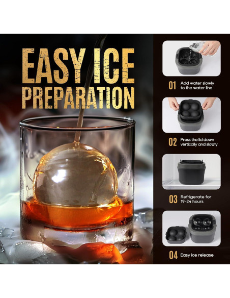 Molde para Hielo en Bola Mooues 2.4" Silicona Negra