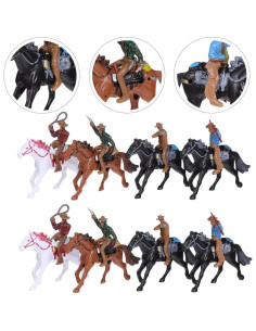 Juego de 8 Figuras de Indios a Caballo NUOBESTY 11x7cm 2