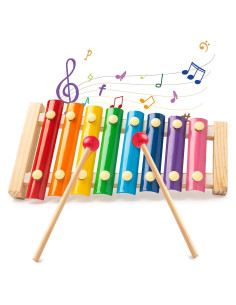 Xilófono Musical de Madera LovesTown, 8 Teclas Arcoíris, Educativo