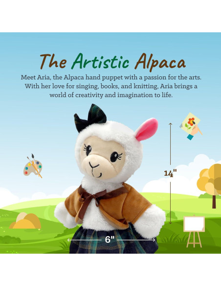 Puppet de Mano Aria la Alpaca - Títere de Peluche para Niños