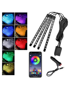 Luces LED de Interior para Auto Povtii, 4 Tiras Multicolor