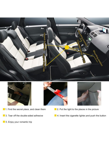 Luces LED de Interior para Auto Povtii, 4 Tiras Multicolor