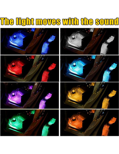 Luces LED de Interior para Auto Povtii, 4 Tiras Multicolor