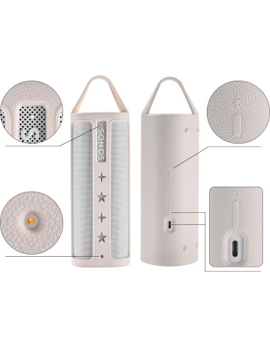 Funda de silicona MegaDive para altavoz Sonos Roam 2 - Blanco Roto