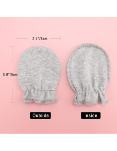 Manoplas para Bebés Recién Nacidos AQOKKA Algodón Orgánico 0-6 Meses 2