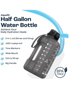 Botella de Agua AQUAFIT 1.81L con Marcador de Tiempo y Asa 2