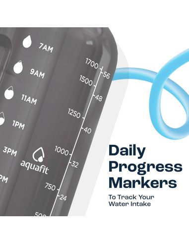 Botella de Agua AQUAFIT 1.81L con Marcador de Tiempo y Asa