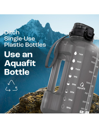 Botella de Agua AQUAFIT 1.81L con Marcador de Tiempo y Asa